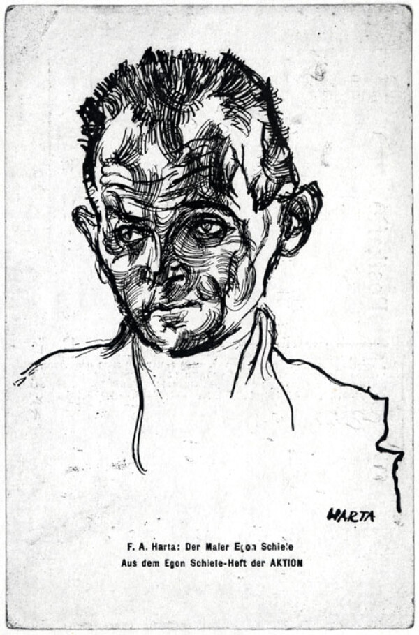 Postkarte von Egon Schiele an Felix Albrecht Harta 