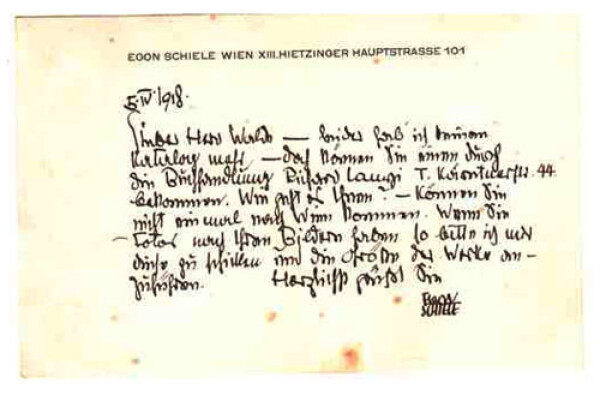 Brief von Egon Schiele an Alfons Walde 