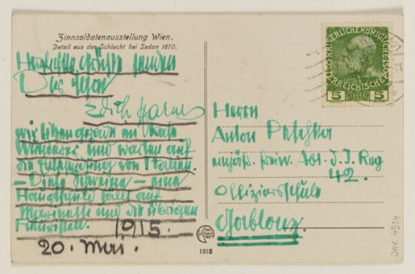 Postkarte von Egon Schiele an Anton Peschka Bild 2