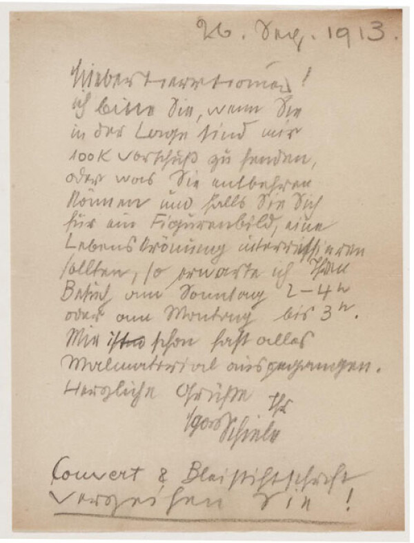 Brief von Egon Schiele an Franz Hauer 