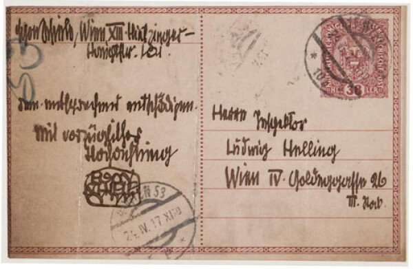 Postkarte von Egon Schiele an Ludwig Helling Bild 2