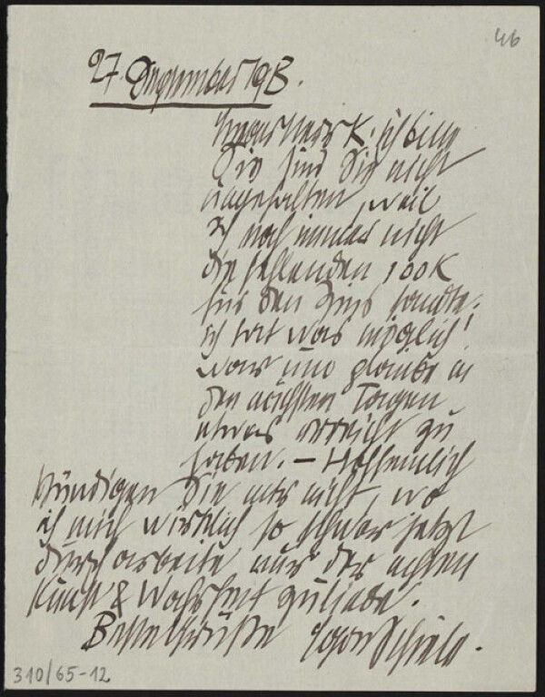 Brief von Egon Schiele an Moritz Otto Kuntschik 