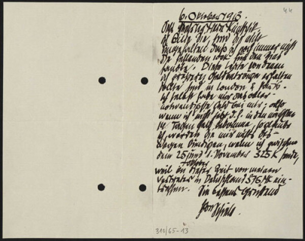 Brief von Egon Schiele an Moritz Otto Kuntschik 