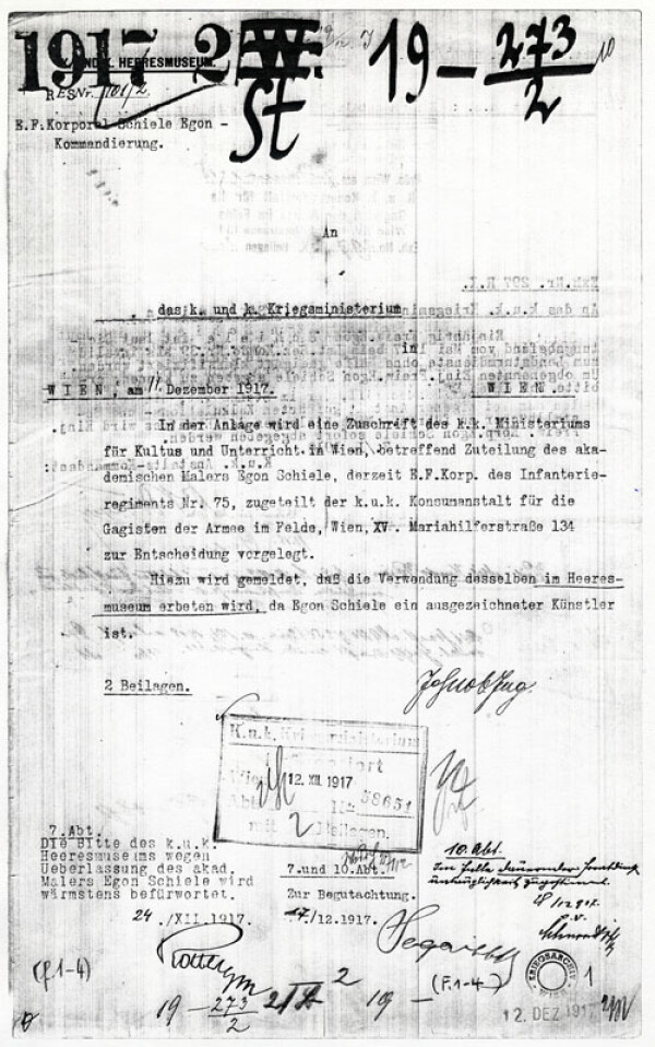 Maschinenschriftlicher Brief von Wilhelm John an das k. u. k. Kriegsministerium 