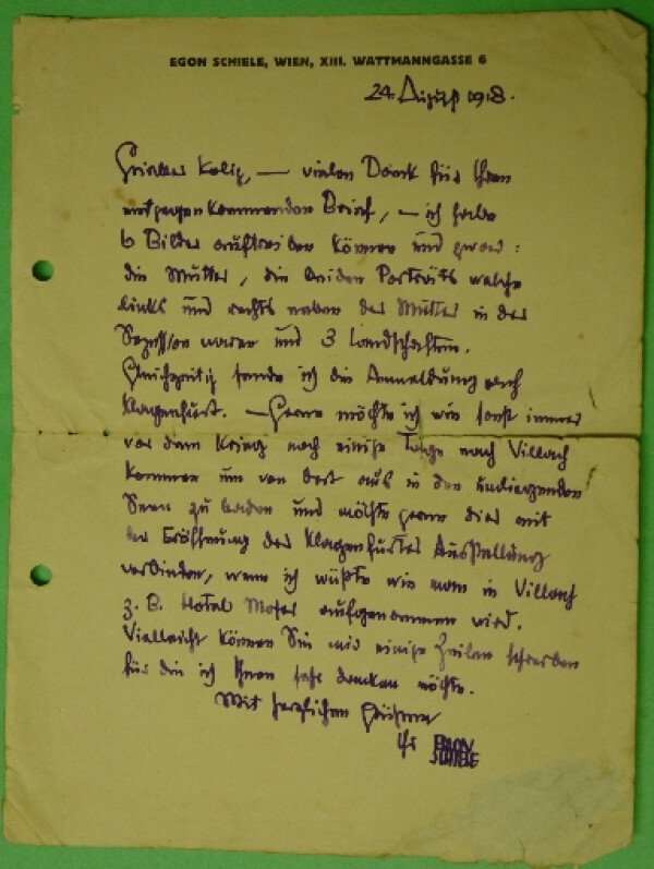 Letter from Egon Schiele to Anton Kolig Bild 1