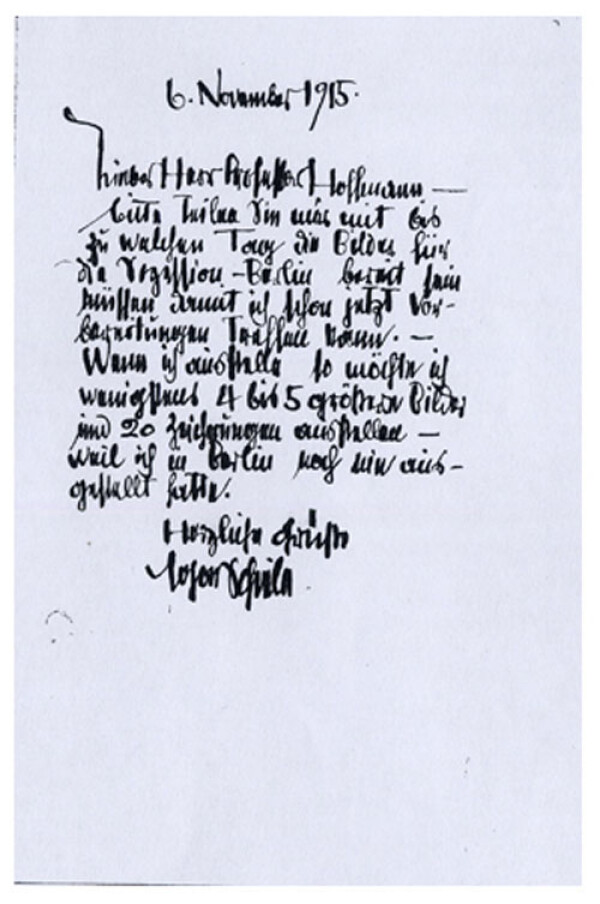 Brief von Egon Schiele an Josef Hoffmann 