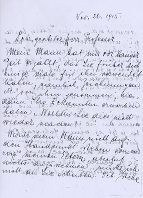 Brief von Edith Schiele an Josef Hoffmann 