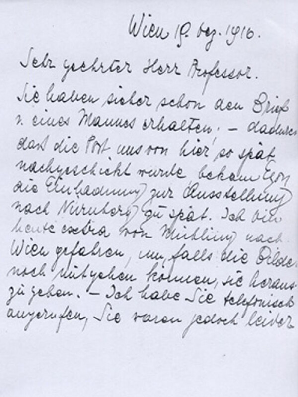 Brief von Edith Schiele an Josef Hoffmann 