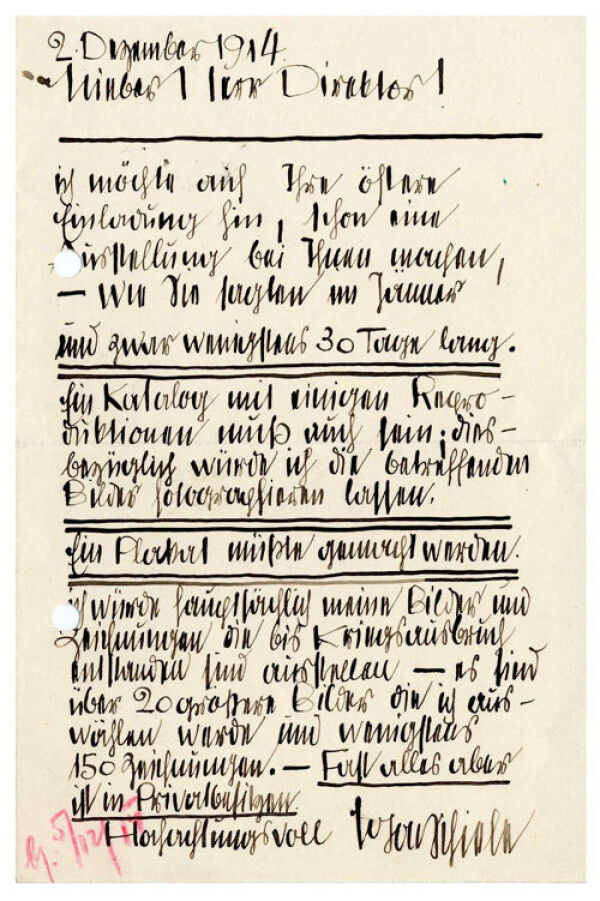 Brief von Egon Schiele an Guido Arnot 