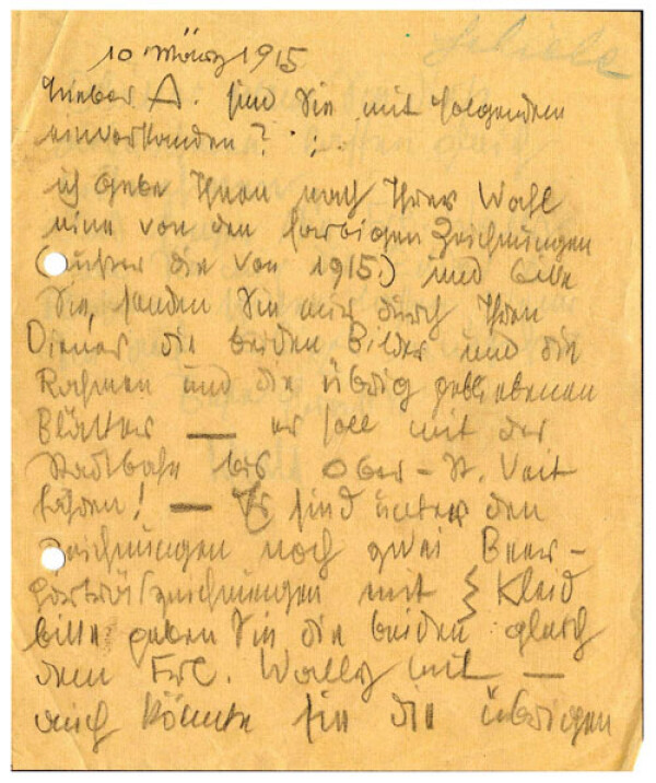 Brief von Egon Schiele an Guido Arnot 