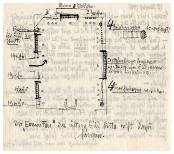 Brief von Egon Schiele an Guido Arnot mit einem Hängeplan für die Ausstellung Bild 2