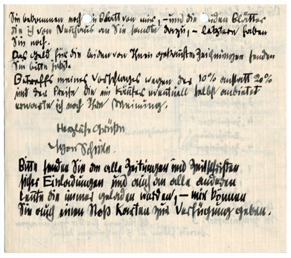 Brief von Egon Schiele an Guido Arnot mit einem Hängeplan für die Ausstellung Bild 4