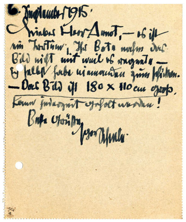 Brief von Egon Schiele an Guido Arnot 