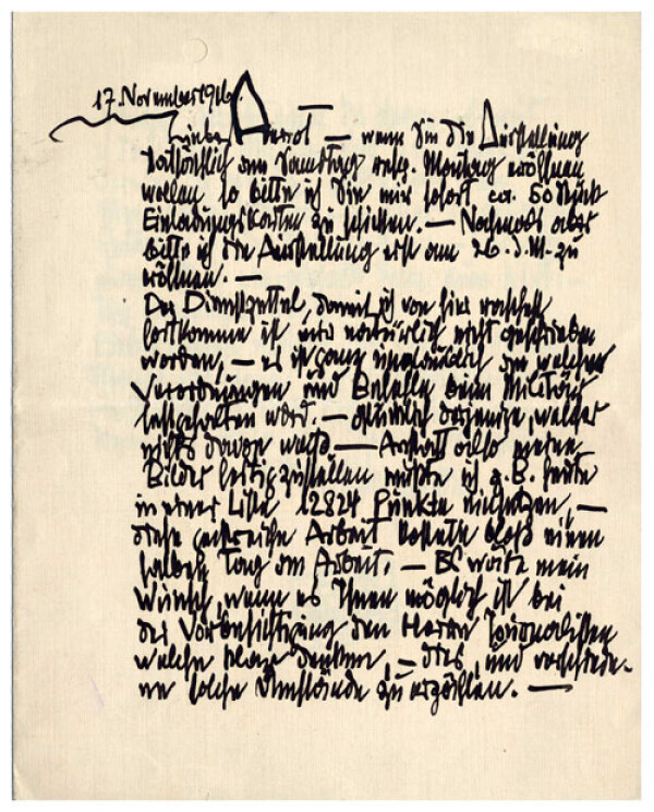 Brief von Egon Schiele an Guido Arnot 