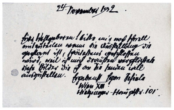 Letter from Egon Schiele to the Vienna Secession 