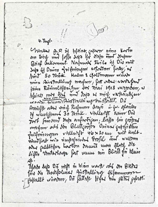 Brief von Egon Schiele an Anton Peschka 