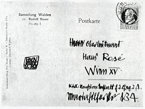 Postkarte von Egon Schiele an Hans von Rosé 