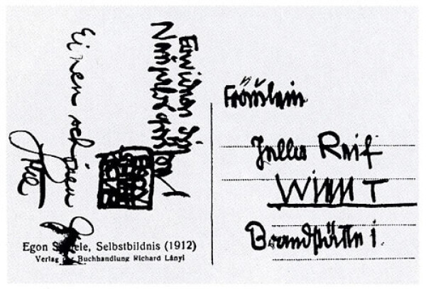 Postkarte von Egon und Edith Schiele an Jella Reif 