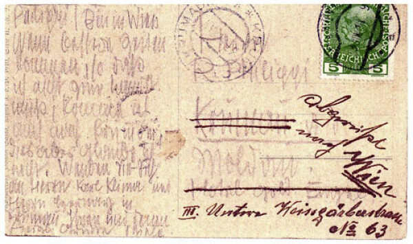 Postkarte von Egon Schiele an Robert Philippi 