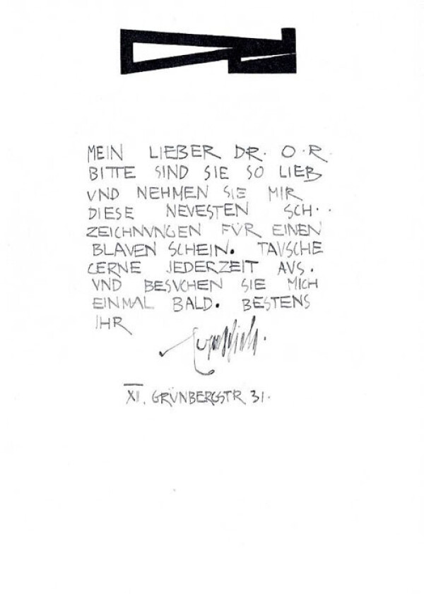 Brief von Egon Schiele an Oskar Reichel 