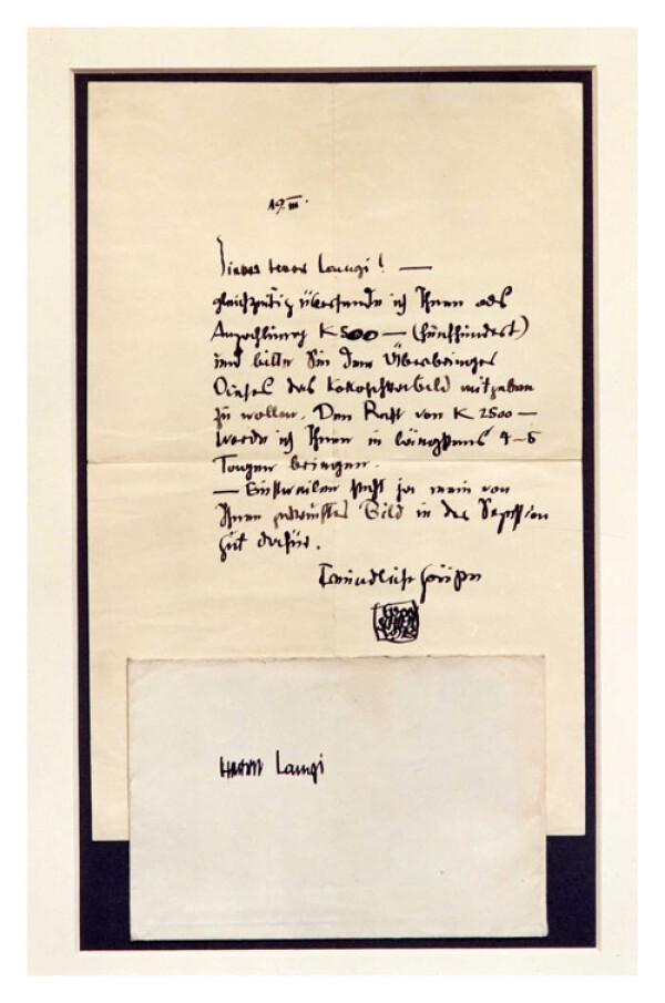 Brief von Egon Schiele an Richard Lányi 