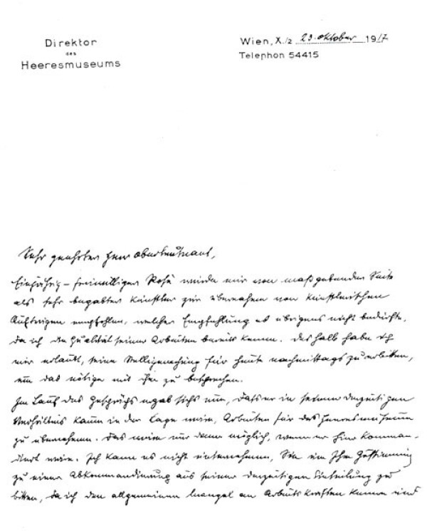 Brief von Wilhelm John an Hans von Rosé 