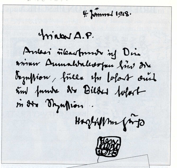 Brief von Egon Schiele an Anton Peschka 