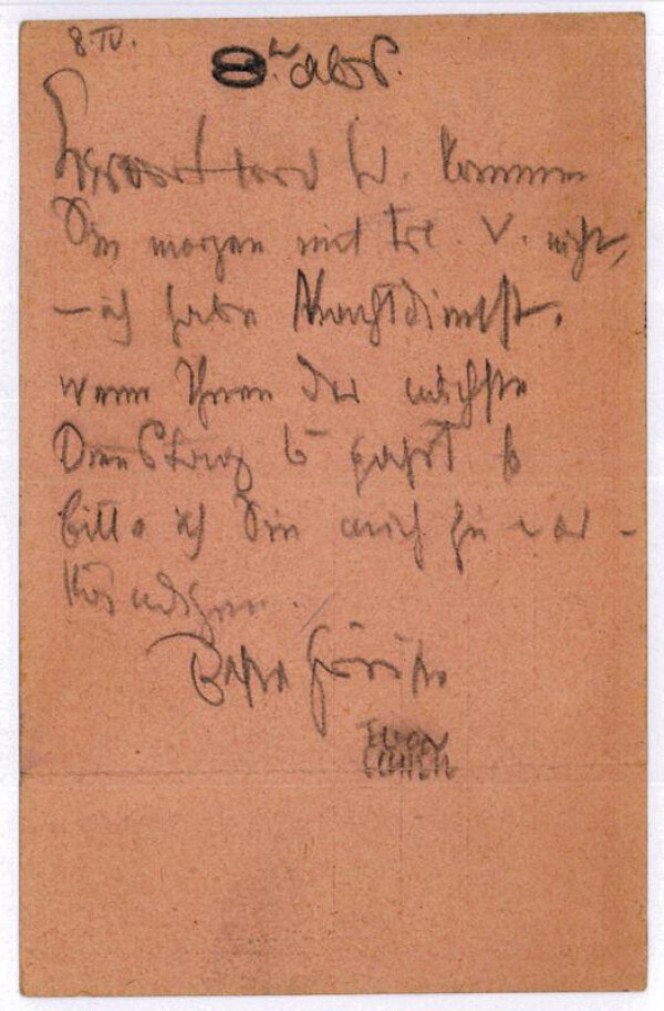 Postkarte von Egon Schiele an Herbert Waniek 