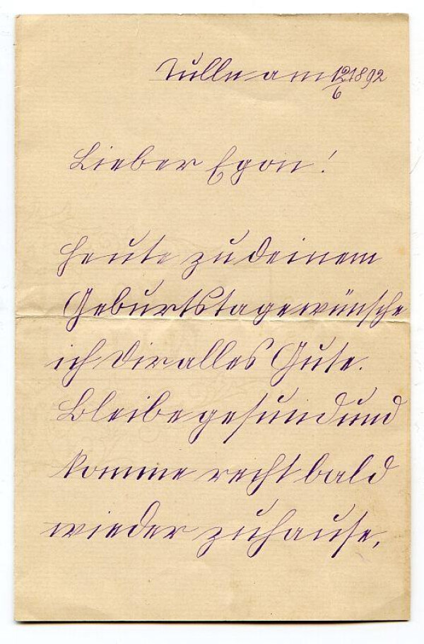 Brief von Elvira Schiele an Egon Schiele 