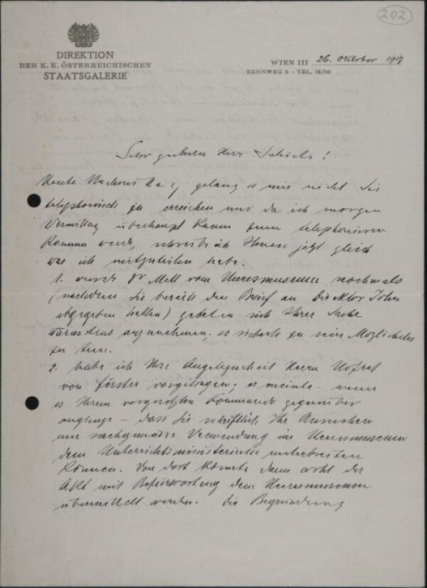 Brief von Franz Martin Haberditzl an Egon Schiele 