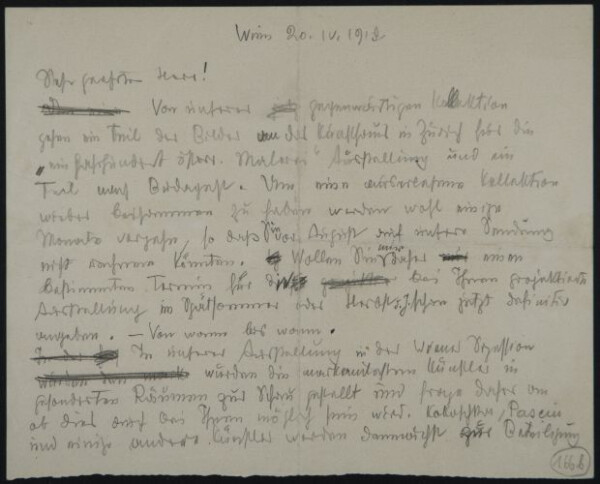 Entwurf eines Briefes von Egon Schiele an die Münchener Secession 