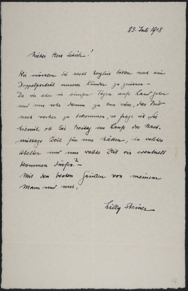 Brief von Lilly Steiner an Egon Schiele 