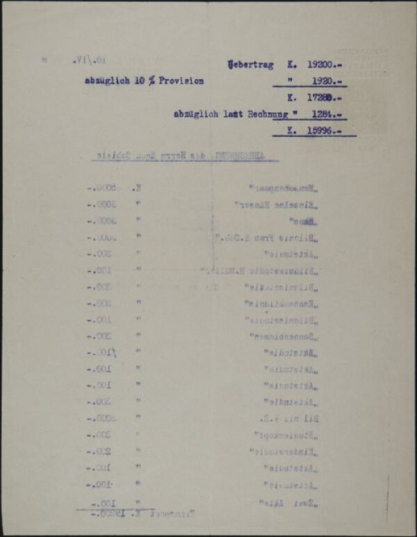 Maschinenschriftlicher Brief von Rudolf Lechner/Wiener Secession inkl. Abrechnung an Egon Schiele Bild 3