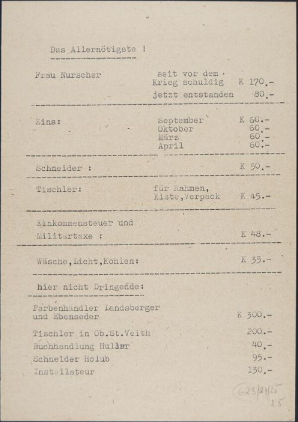 Brief von Egon Schiele an Heinrich Benesch 