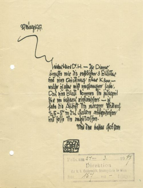 Brief von Egon Schiele an Franz Martin Haberditzl 