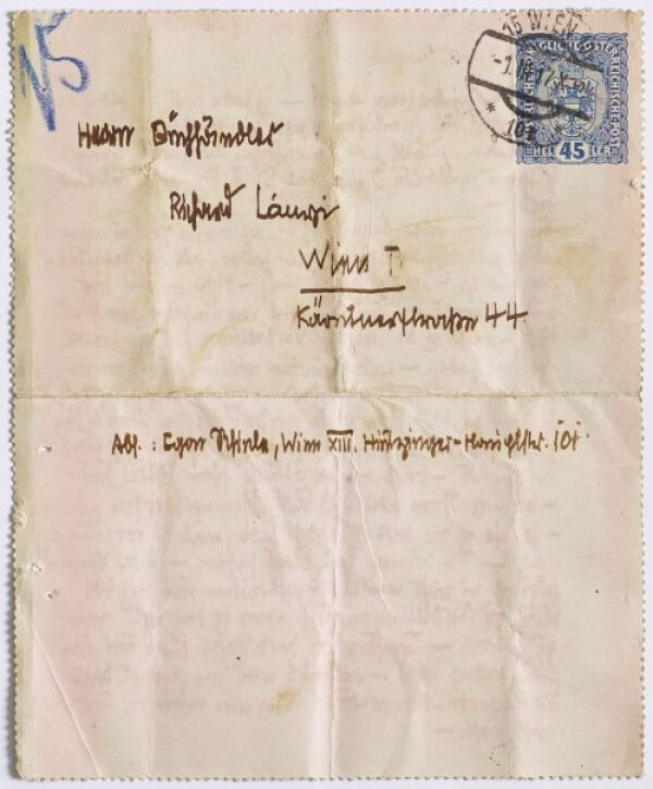 Brief von Egon Schiele an Richard Lányi Bild 2