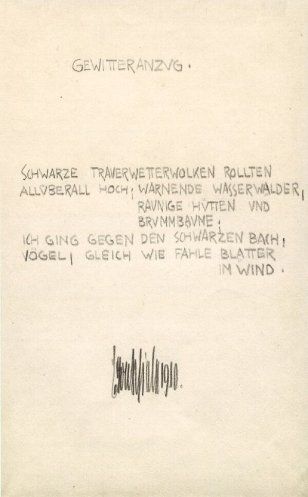 Gedicht von Egon Schiele: „Gewitteranzug“ 