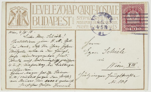 Postkarte von Heinrich Benesch an Egon Schiele Bild 2