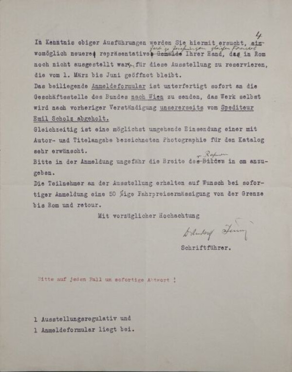 Typewritten letter from Rudolf Junk/Bund Österreichischer Künstler to Egon Schiele Bild 2