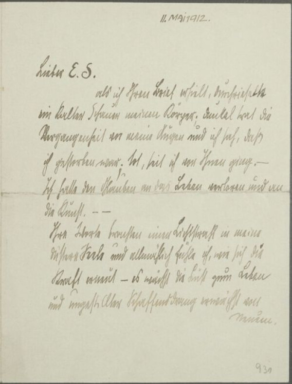 Brief von Carl Klima an Egon Schiele 