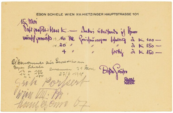 Brief von Egon Schiele an Josef Krzicek 