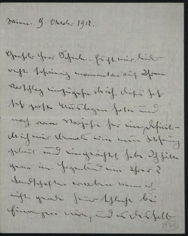 Brief von Magda Mautner von Markhof an Egon Schiele 