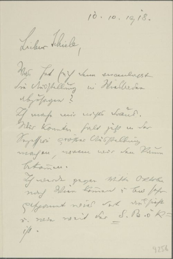 Brief von Anton Faistauer an Egon Schiele 