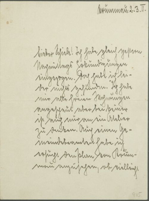 Brief von Wilhelm „Willy“ Lidl an Egon Schiele 