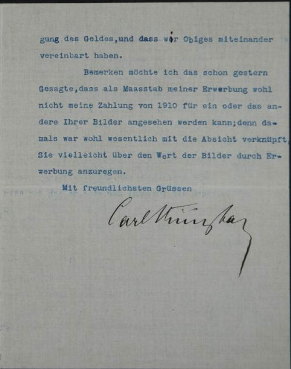 Maschinenschriftlicher Brief von Carl Reininghaus an Egon Schiele Bild 3