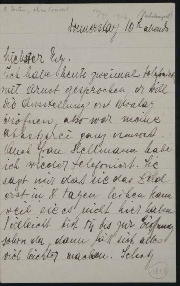 Brief von Edith Schiele an Egon Schiele 