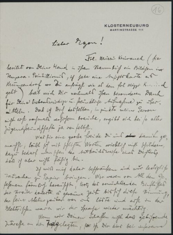 Brief von Max Karpfen an Egon Schiele 