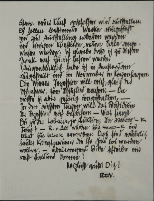 Brief von Egon Schiele an Anton Peschka Bild 2