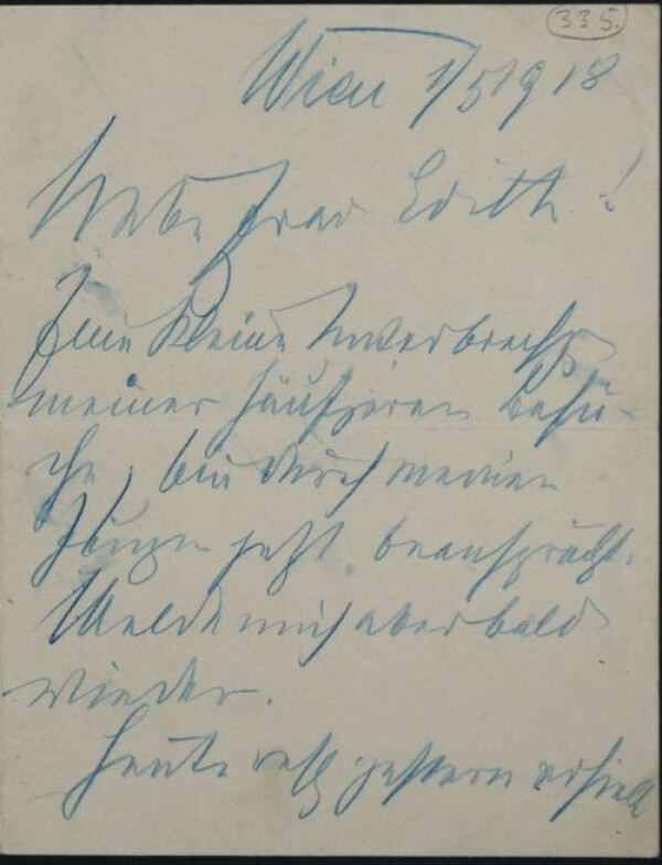 Brief von Carl Reininghaus an Edith Schiele 