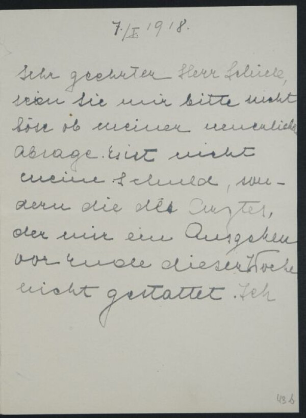 Brief von Hilde Ziegler an Egon Schiele 